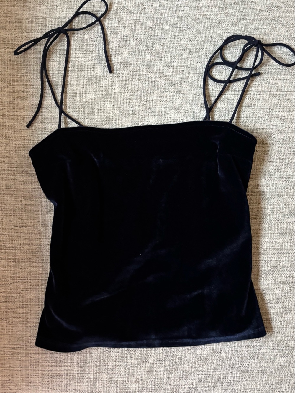 A&F Navy Velvet Tie-Strap Crop Top